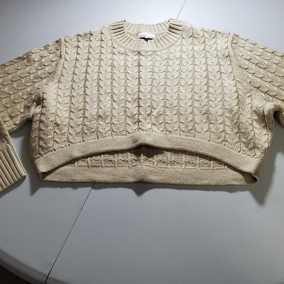 Danielle Bernstein X WeWoreWhat Cable Crop Sweater Sz M - Picture 2 of 13